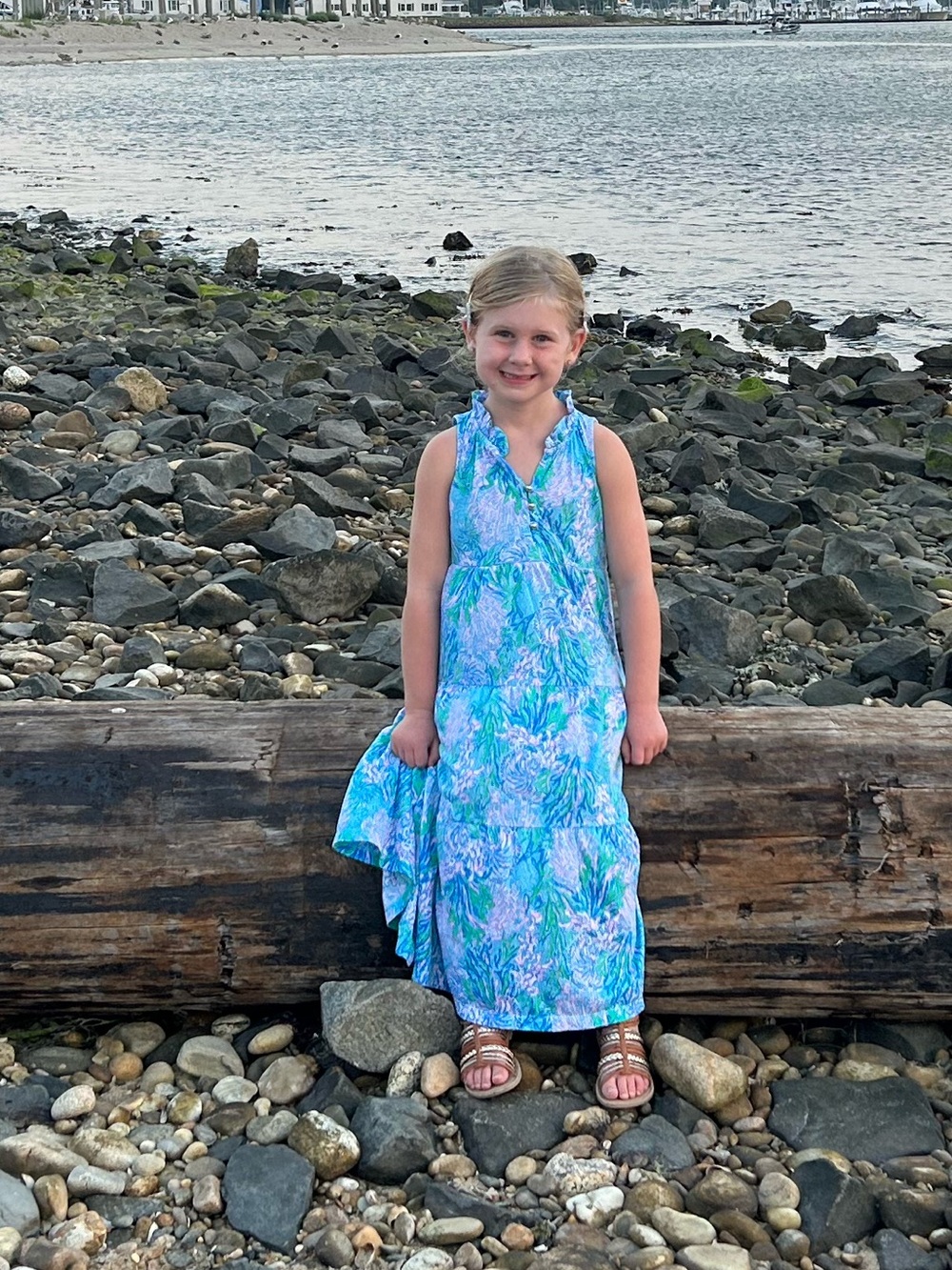 Lilly Pulitzer Girls' Blue Floral Maxi Dress. Sz 4-5.
